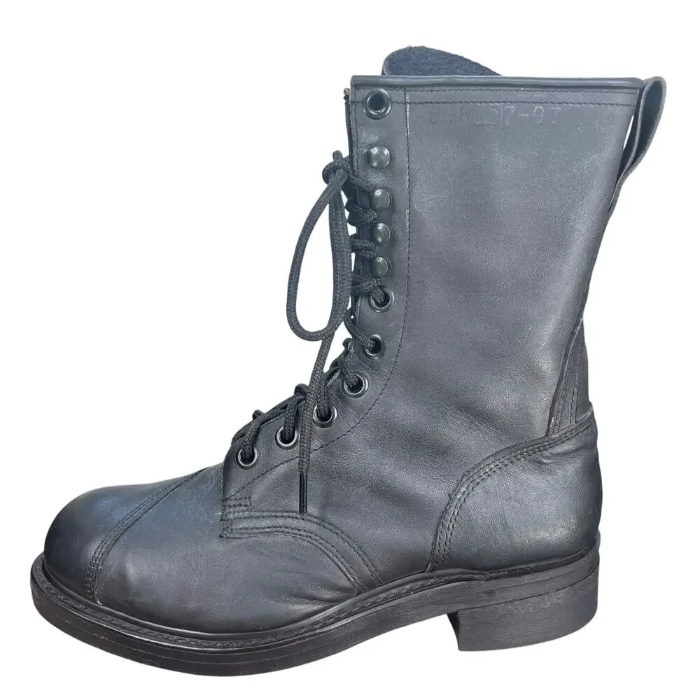 Vintage Biltrite Black Leather Steel Toe Combat Boots Size 8.5 R